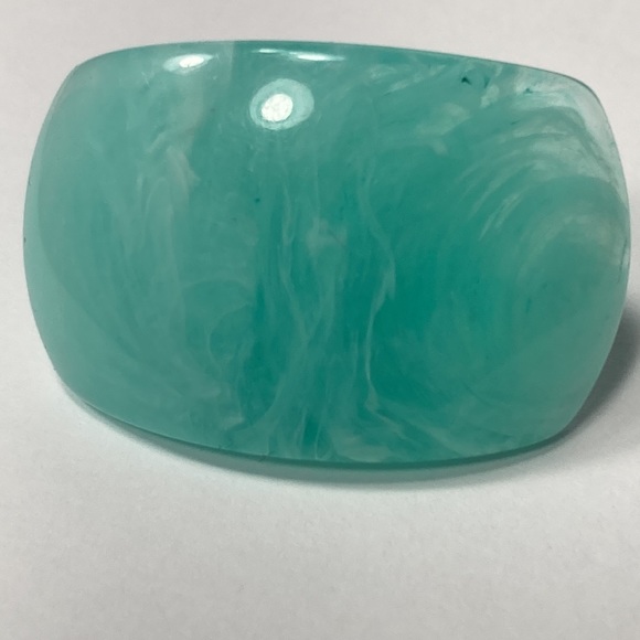 Aqua Blue with slight Ocean Wave Pattern Clip on Earrings - Picture 3 of 12